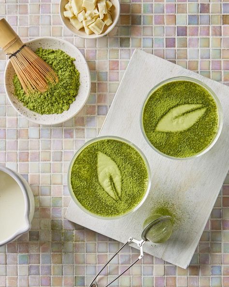 White Chocolate Matcha Mousse | Redpath Sugar Matcha Mousse Recipe, Blank Street White Chocolate Matcha, White Chocolate Matcha Cookies, White Chocolate Matcha, White Chocolate Matcha Latte, Campfire Bananas, Matcha Mousse, Dirt Pudding, Dry Measuring Cups