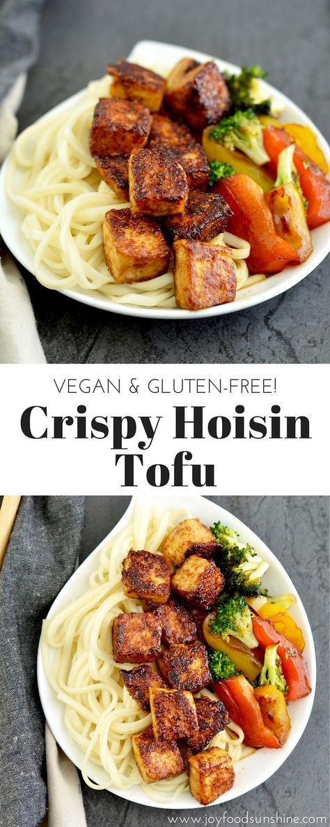 Crispy Hoisin Tofu Recipe! A quick & easy, high-protein meal! Serve with your favorite stir-fried veggies for the perfect dinner! Vegan and gluten-free! Hoisin Tofu, Dinner Vegan, Tofu Recipe, Tofu Dishes, Protein Meal, Crispy Tofu, Perfect Dinner, Veggie Stir Fry, Hoisin Sauce