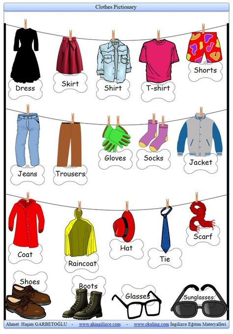 English Lessons Clothes Poster, Free English Courses, Clothes Worksheet, Clothes Words, English Conversation Learning, Teach English To Kids, Esl English, English Learning Books, English Activities For Kids