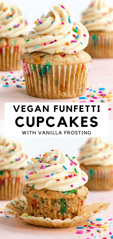 Non Dairy Cupcakes, Egg Free Cupcakes For Kids, Vegan Easter Cupcakes, Vegan Funfetti Cupcakes, Vegan Birthday Cupcakes, Dairy Free Birthday Treats, Cupcakes Easy Recipe, Vegan Cupcake Recipe, Vegan Cake Pops