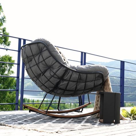 Amazon.com: Grand patio Living Room Rocking Chair, Comfy Reading Sofa, Modern Cozy Lounge Rocker with Cushion for Bedroom, Dorm, Corner, Porch, Gray : Patio, Lawn & Garden Comfy Rocking Chair, Egg Shaped Chair, Comfy Reading, Outdoor Rocking Chair, Porch Chairs, Modern Rocking Chair, Rocker Chair, Garden Frame, Patio Rocking Chairs