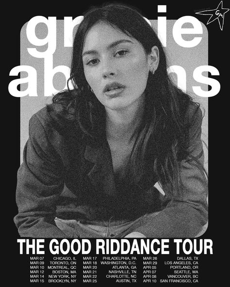 Gracie Abrams Good Riddance Tour Poster, Good Riddance Tour Poster, Verity Poster, Gracie Abrams Tour Poster, Dark Posters For Room, Good Riddance Poster, Celeb Posters, Dark Posters, Gracie Abrams Poster