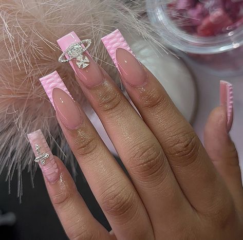 Nyc Nails, Unghie Sfumate, Colored Acrylic Nails, White Acrylic Nails, French Tip Acrylic Nails, French Acrylic Nails, Classy Acrylic Nails, Short Square Acrylic Nails, Acrylic Nails Coffin Pink