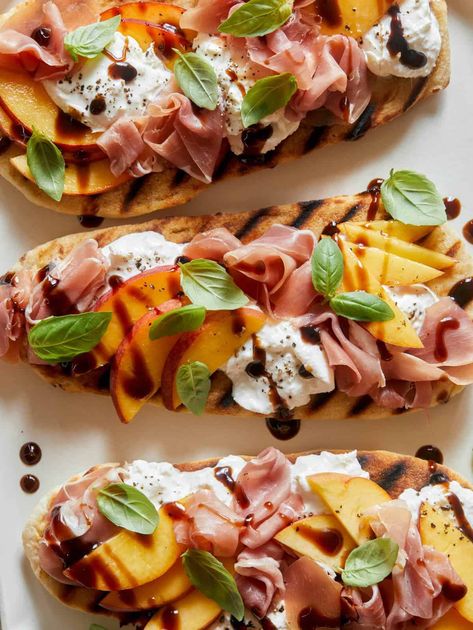 Burrata Flatbread, Peach Prosciutto, Flatbread, Prosciutto, Appetizer, Bread, Cheese, Instagram