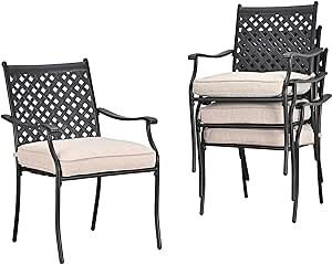 Beige Patio, Patio Dining Furniture, Grey Patio, Iron Chair, Lattice Design, Lawn Chairs, Patio Dining Chairs, Patio Seating, Porch Patio