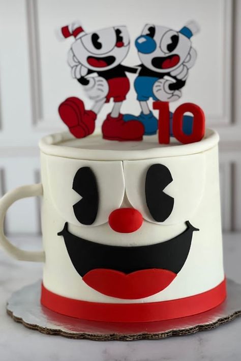 Cuphead And Mugman Party Ideas, Cuphead Birthday Party Ideas, Cuphead Cake, Cuphead Birthday, Cuphead And Mugman, Cupcake Birthday, Cup Head, Class Games, Inside Out 2