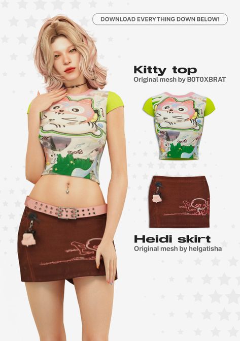 Cute Sims 4 Cc Clothing, Sims4 Clothes Cc, Sims 4 Y2k Clothes, Japanese Y2k, Pelo Sims, Free Sims 4, The Sims 4 Packs, Sims 4 Body Mods, Sims 4 Expansions