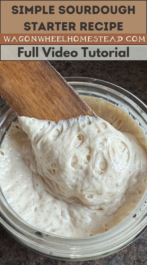 How To Easily Make A Sourdough Starter Without A Scale - Wagon Wheel Homestead Sour Dough Bread Starter Recipe, Best Sourdough Starter Recipe, Sourdough Starter From Scratch, Make A Sourdough Starter, Simple Sourdough, Recipe Printable, Yeast Starter, Sourdough Bread Starter, Sourdough Starter Discard Recipe