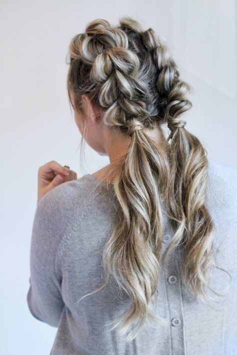 Pull Through Braid Pigtails, Braid Pigtails, Big Braids, Pull Through Braid, Easy Hairstyles For Medium Hair, Braided Hairstyle, Pigtail Braids, Fishtail Braid, Pigtail Hairstyles