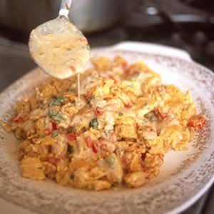 Cajun Crawfish Eggs! This pre-boucherie dish from southern Louisiana showcases that regions specialty...fresh crawfish. A delicious Southern breakfast! Mmm! Creamy, spicy, eggy goodness! Mardi Gras Recipes, Crawfish Recipes, Cajun Crawfish, Southern Louisiana, Crawfish Etouffee, New Orleans Recipes, Creole Cooking, Cajun Dishes, Cajun Creole Recipes