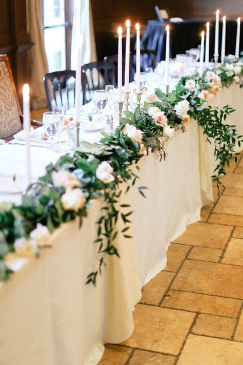 Every wedding should have a unique style. | Head table ... #wedding #tabledecoration Head Table Wedding Flowers, Head Table Wedding Decorations, Reception Florals, Wedding Top Table, Bridal Party Tables, Wedding Party Table Decorations, Head Table Decor, Head Table Wedding, Personalized Wedding Decor