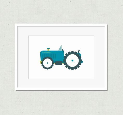 Nursery decor, modern nursery art, kids room art, nursery art, tractor print, nursery decor, blue tr Tractor Art, Modern Nursery Art, Modern Nursery Decor, 11x14 Print, Nursery Animal Prints, Kids Room Wall Art, Kids Room Art, Art Kids, Modern Nursery