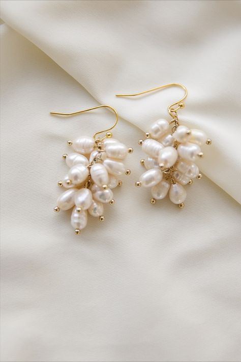 Pearl cluster earrings Pearl Cluster Drop Earrings, Wedding Pearl Drop Cluster Earrings, Elegant White Pearl Drop Cluster Earrings, Elegant Handmade Cluster Earrings, Formal Pearl Cluster Earrings, Pearl Earrings Aesthetic, Pearl Cluster Earrings, Earrings Aesthetic, Freshwater Pearl Jewelry