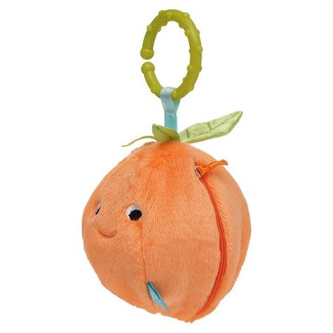 Manhattan Toy Mini-Apple Farm Orange Baby Travel Toy with Rattle, Squeaker, Crinkle Fabric & Teether Clip-on Attachment Fabric Teether, Baby Travel Toys, Apple Farm, Mom Accessories, Motor Development, Baby Travel, Stroller Toys, Orange Baby, Crinkle Fabric