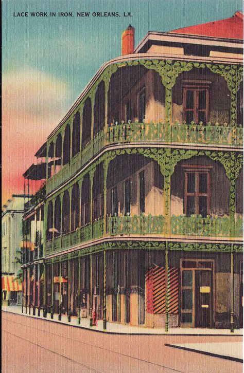 French Quarter Scene, New Orleans, vintage postcard New Orleans Vintage, French Quarter Art, Vintage Louisiana, New Orleans Bachelorette, New Orleans Architecture, New Orleans Art, New Orleans French Quarter, New Orleans Louisiana, Crescent City