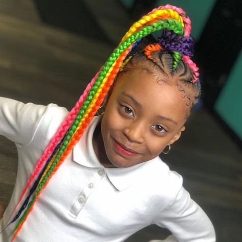 Teens Hairstyles, Crochet Braids For Kids, Braid Styles For Girls, Kids Box Braids, Rainbow Braids, Lil Girl Hairstyles, Kid Braid Styles, Cute Braided Hairstyles, Girls Natural Hairstyles