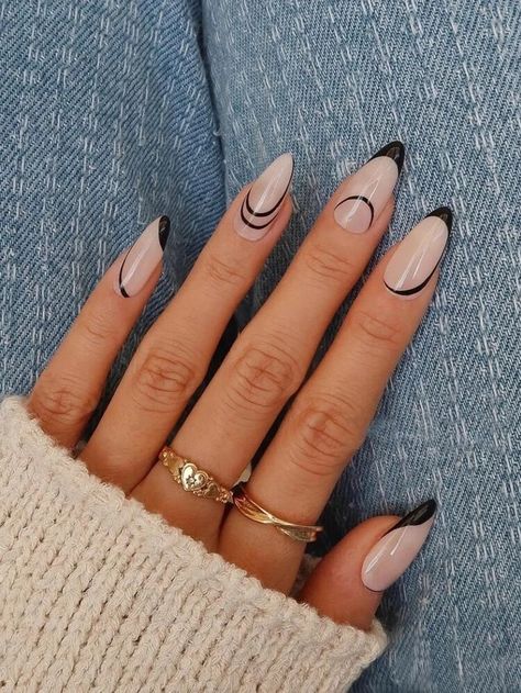 Basic Manicure, Black French Tip Nails, Black French Tip, Nail Art Diy Easy, Witch Nails, Long Almond, Witchy Nails, Love Dark, January Nails