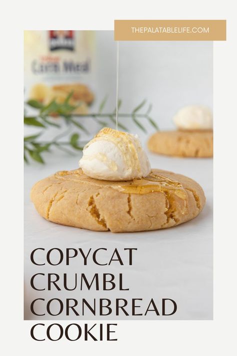 copycat crumbl cornbread cookies Cornbread Cookie, Cornbread Cookies, The Palatable Life, Palatable Life, Raspberry White Chocolate Cookies, Perfect Cornbread, Crumble Cookie Recipe, Mini Carrot Cake, Carrot Cake Cookies