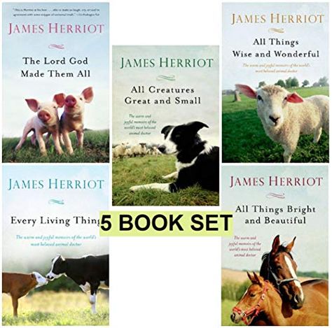 James Herriot's 5 Book Set: All Creatures Great and Small / All Things Bright and Beautiful / All Th by James Herriot Small Great Things Book, Beautiful Creatures Book, James Herriot Books, James Herriot, James Joyce Books, Animal Doctor, All The Pretty Horses Book, Beginning Reading, Great Cat