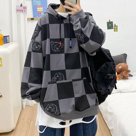 Plaid Hoodie, Loose Hoodie, Matching Sweaters, Autumn Style, Mens Plaid, Swaggy Outfits, Hooded Pullover, Jacket Style, Aesthetic Clothes