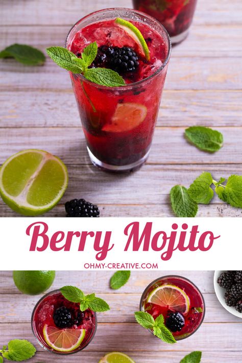 Beat the heat with this refreshing Berry Mojito Recipe. It's perfect for summertime sipping! This drink is made with rum, mint, and berries. It's easy to make and delicious too! Bring the tropics home when you serve this mixed berry mojito. You blackberries, raspberries, blueberries or strawberries to mix up this tasty summer cocktail! Tequila Mojito Recipe, Berry Mojito Recipe, Berry Mojito, Blackberry Mojito Recipe, Raspberry Mojito Recipe, Blackberry Mojitos Recipe, Mojito Recipe Raspberry, Raspberry Coconut Mojito, Mixed Berry Mojito