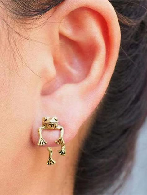 Frog Earrings, Frog Jewelry, Ear Jacket Earring, Gothic Earrings, Style Gothic, Cute Frog, Punk Jewelry, Animal Earrings, Funky Jewelry