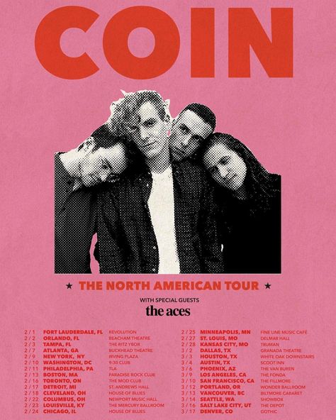 6,612 Likes, 273 Comments - COIN (@coin) on Instagram: “LESS THAN 2 WEEKS. NEW MUSIC, NEW STAGE, NEW MERCH, NEW EVERYTHING.” Vintage Music Posters, Music Collage, Dorm Posters, Event Poster Design, Music Pics, Picture Collage Wall, Tour Posters, Tour Dates, Band Posters