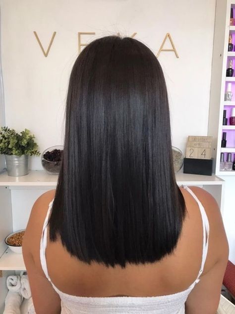 Haircolor Aesthetic, Ootd 2022, Medium Black Hair, One Length Hair, Dark Brunette Hair, Straight Black Hair, Brown Hair Looks, Straight Hair Cuts, Aesthetic Ootd