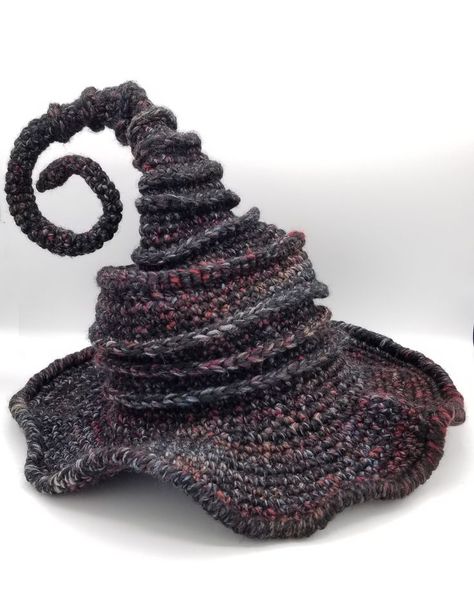 Double Double Toil And Trouble, Witch Hat Halloween, Toil And Trouble, Halloween Witch Hat, Seasonal Decorations, Fun Crochet Projects, Black Halloween, Halloween Crochet, Crochet Beanie