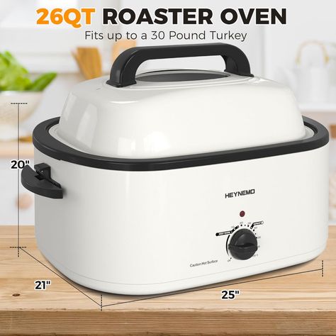 Amazon.com: Roaster Oven, 26Qt Turkey Roaster Oven Buffet with Self-Basting Lid, 1450W Electric Roaster Oven with Cool-Touch Handles, Stainless Steel Roaster Oven with Removable Pan and Rack, White: Home & Kitchen Turkey Roaster Oven, Turkey In Roaster Oven, Electric Roaster Ovens, Turkey Roaster, Turkey In Roaster, Electric Roaster, House Pantry, Bread Soup, Steel Rack