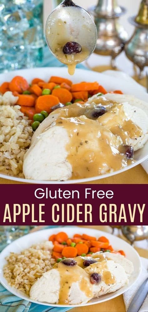 Pork Gravy Recipe Without Drippings, Apple Cider Gravy, Apple Turkey Recipes, Savory Gluten Free, Cranberry Apple Cider, Cider Gravy, Apple Cider Sauce, Au Jus Recipe, Gluten Free Gravy