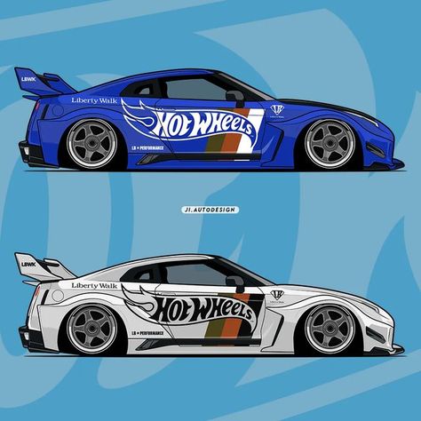 Hotwheels Illustration, Hot Wheels Illustration, Hot Wheels Art, Nisan Gtr, Liberty Walk Cars, Nissan Skyline Gtr R33, Nissan Skyline R35, Skyline R35, Gtr 35