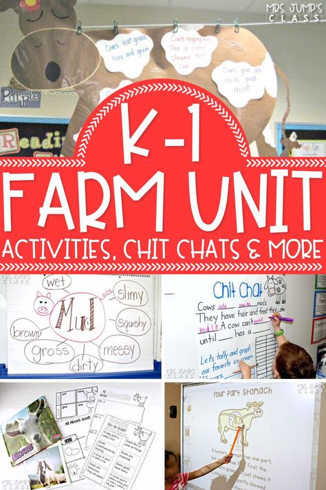 Farm Animal Lesson Plans Kindergarten, 1st Grade Farm Unit, Farm Unit Study Kindergarten, Farm Cvc Activities, Farm Animal Writing Kindergarten, Farm Animals Activities For Elementary, Animal Unit Kindergarten, All About Cows Kindergarten, Farm Science Activities Kindergarten