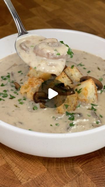 Samantha Baker | Miss Baker’s Bites on Instagram: "If you’re a fan of mushrooms, you’re going to love this creamy soup. It’s rich, hearty, and the perfect way to warm up on a chilly day. I love using local butter and cream in this recipe — it gives the soup that silky-smooth texture and a flavour you just can’t beat. #Sponsored #InspiriedByDairy @ontariodairy RECIPE ⬇️
Ingredients
* 3 tbs Ontario butter
* 1 tbs olive oil
* 1 large onion, diced
* 4 garlic cloves, minced
* 1 1/2 pounds of cremini mushrooms, sliced
* 1 tbs thyme, chopped
* Salt and pepper to taste
* 1/4 cup all purpose flour
* 1/2 cup white wine
* 4 cups low sodium chicken broth
* 1 tbs soy sauce sauce
* 1 cup Ontario heavy cream
* Croutons, for garnish
* Parsley, chopped for garnish
Instructions
1. To a large pot over medium Samantha Baker, Miss Baker, Creamy Soup Recipes, Cremini Mushrooms, Low Sodium Chicken Broth, The Soup, All Purpose Flour, Creamy Soup, Recipe Ingredients