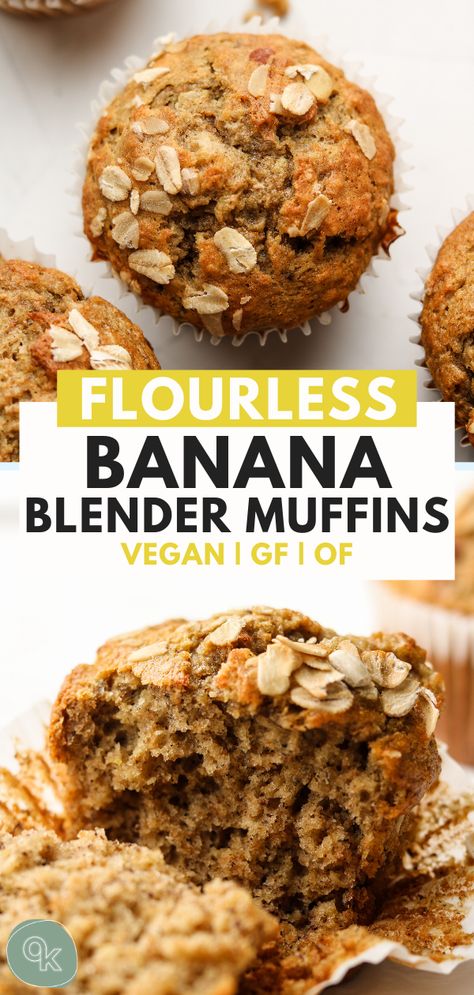 Vegan Muffins Healthy, Blender Banana Muffins, Flourless Banana Muffins, Muffins Chocolate Chip, Banana Oatmeal Muffins Healthy, Okonomi Kitchen, Recipes Muffins, Diy Brunch, Vegan Banana Muffins