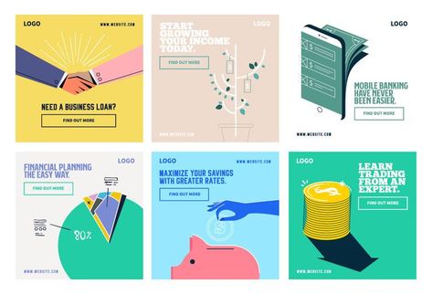 Financial investment social media post collection template Investment Social Media Post, Start Logo, Banks Ads, Financial Investment, Investment Companies, Social Media Infographic, Social Media Design Inspiration, Social Media Design Graphics, Instagram Design