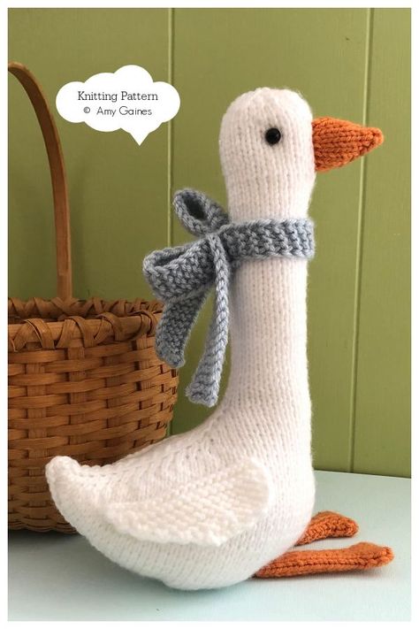 Amigurumi Goose Free Knitting Patterns & Paid - Knitting Pattern Knit Animals, Goose Pattern, Knitted Stuff, Knitting For Charity, Pattern Knitting, Knitted Animals, Purl Stitch, Knit In The Round, Free Knitting Pattern