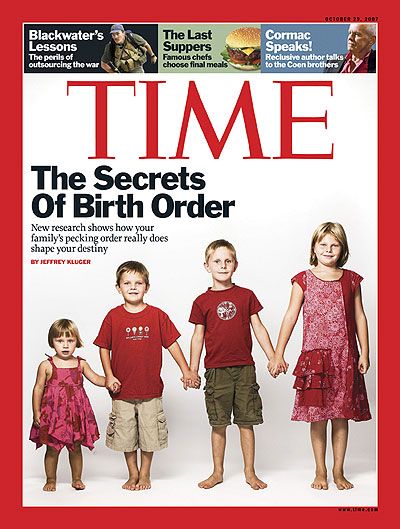 TIME Magazine Cover: The Secrets Of Birth Order - Oct. 29, 2007 Human Growth And Development, Birth Order, Family And Consumer Science, Family Relations, Parenting Classes, Middle Child, Interpersonal Relationship, Human Development, Psychology Today