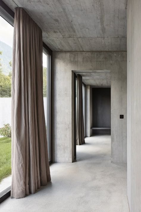 Concrete Minimalist House, Concrete Effect Paint, Concrete Interiors, Concrete Houses, Concrete Home, Concrete House, Chur, Minimalist Interior, House Inspo