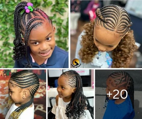 African hair braiding styles for kids Kid Hairstyles For Picture Day, Three Ponytail Braids For Kids, Hairstyles For Children Braids, Braided Hairstyles For Children, Hair Braid Designs For Kids, Braided Hairstyles For Little Black Girls With Beads, Heart Braided Hairstyles For Kids, Braided Natural Hairstyles For Kids, Kids Cornrows Natural Hair