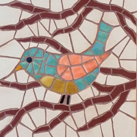 Bird Mosaic, Easy Bird, Step Stones, Kids Camp, Bird Sitting, Mosaic Animals, Mosaic Birds, Mosaic Madness, Garden Decor Projects