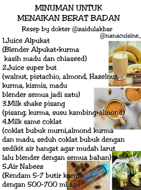 Tips Menambah Berat Badan, Tips Gemuk Sehat, Tips Menaikkan Berat Badan, Tips Gemuk Badan, Healthy Weight Gain Foods, Diet Sehat, Healthy Juice Drinks, Health Guidelines, Resep Diet