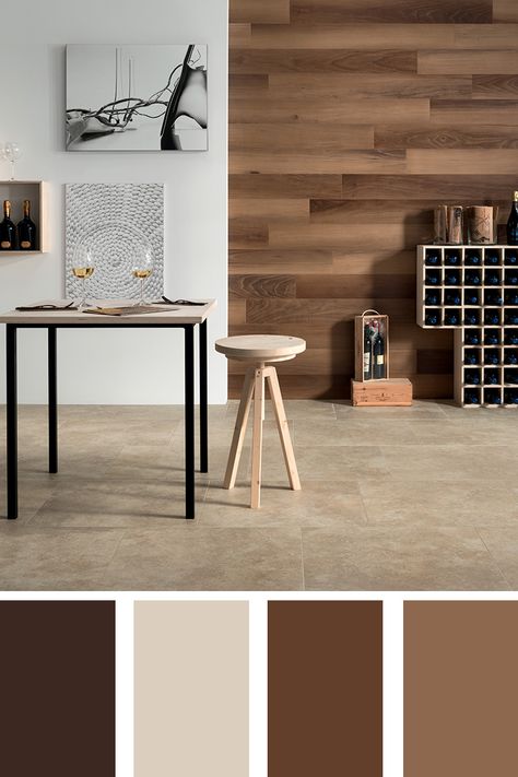 Beige And Wood Color Palette, Brown Wood Color Palette, Wood Brown Color Palette, Dark Wood Colour Palette, Kitchen Color Ideas, Welcoming Kitchen, Hall Colour, Brown Rooms, Wooden Shades