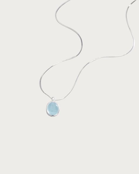 Aquamarine Stone Necklace | En Route Jewelry Aqua Marine Silver Necklace, Aquamarine Stone Aesthetic, Necklace Blue Stone, En Route Jewelry, Aqua Stone, Aquamarine Necklace, Aquamarine Stone, Silver Pieces, Dream Jewelry