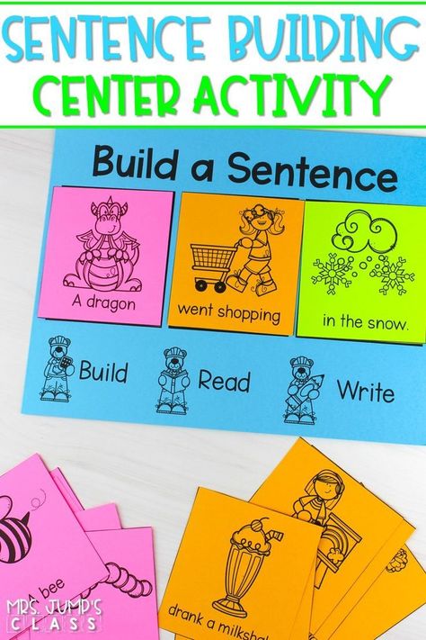 Grade 1 Teaching Ideas, Teaching Sentences First Grade, Sentence Activities First Grade, Forming Sentences Activities, Verbs Activities For First Grade, Verbs First Grade Activities, Play Dough Literacy Activities, Writing Graphic Organizers 1st Grade, Parts Of A Sentence First Grade