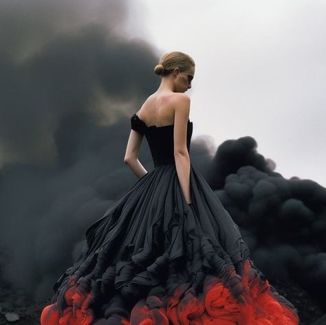 Helen Breznik on Instagram: "Lana Lava #aifashion #aiart #midjourneydesign #midjourney #ai #volcanoart #lavadress #firedress" Volcano Costume, Transformation Dress, Eyes Dont Lie, Elemental Spirits, Creative Dress, Gala Outfit, Classy Clothes, Red Carpet Ready, Avant Garde Fashion