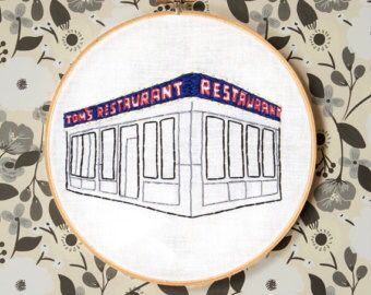 Seinfeld Diner, Diner Nyc, Sweet Embroidery, Storefront Signs, Felt Craft, Seinfeld, Embroidery Ideas, Cross Stitching, Plastic Canvas