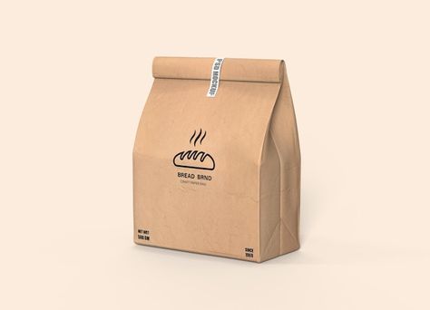 Kraft paper bag mockup for bread | Premium Psd #Freepik #psd #packaging-mockup #pouch-packaging #food-packaging #food-bag Tea Packaging Mockup, Bread Bag Design, Paper Pouch Packaging, Paper Bag Drawing, Mockup Pouch, Toast Packaging, Food Paper Bag, Paper Bag Mockup, Bread Packaging