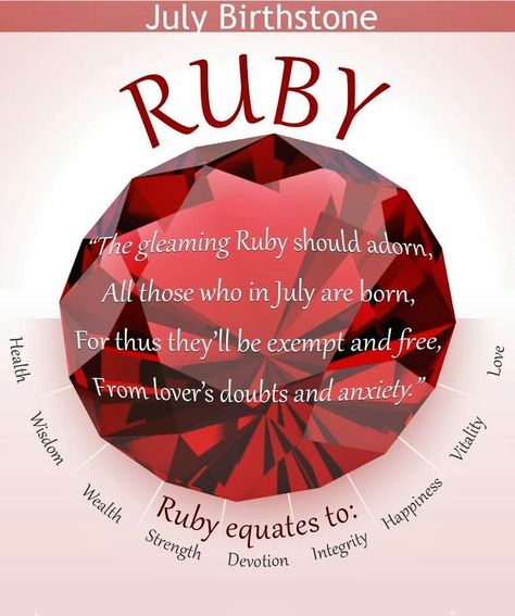 July Birthstone Birth Stones Chart, Happy July, Ruby Birthstone, July Birthday, Fire Signs, Crystals Healing Properties, Zodiac Signs Astrology, Sticks And Stones, Valentine Special