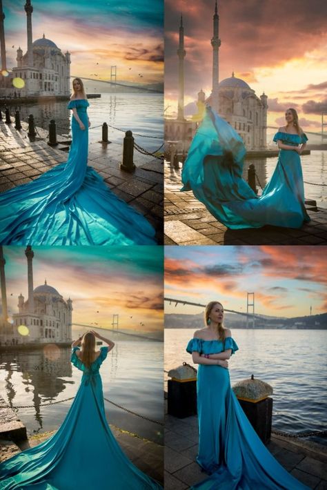 Alana dress in Istanbul. Beautiful turquoise color, Maxi long flying train, One size dresses for photo shoot, Istanbul photo shoot, Dress for rent in Istanbul, Rental dresses Istanbul, Flowy dresses for photo shoot, Istanbul photoshoot, Istanbul Turkey, Istanbul sunset sunrise photo, Istanbul vacation, Istanbul photographer, Istanbul photo shooting, Gift for her, Maxi long tail gown, Blue dress with long train, Parachute dress, very long train tail, Vacation photo shoot Photo by Tatiana Şahin Long Tail Gown, Istanbul Photoshoot, Istanbul Vacation, Tail Gown, Istanbul Sunset, Dress With Long Train, Photo Shoot Dress, Parachute Dress, Vacation Photo